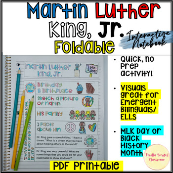Preview of Martin Luther King Jr Foldable Interactive Notebook MLK Day Black History Month