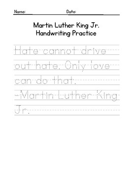 Preview of Martin Luther King Jr. Handwriting Practice