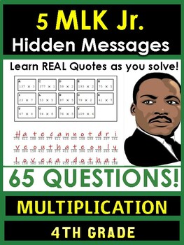 Preview of Martin Luther King Jr Hidden Message Math: Gr 4 - Multiplication MLK Jr