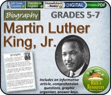 Martin Luther King Jr. Biography Reading Comprehension - P