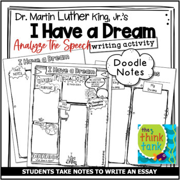 Preview of Martin Luther King Jr. | I Have Dream Speech Writing Activity with Doodle Notes