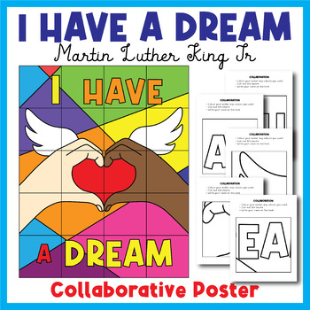 Preview of Martin Luther King Jr "I Have a Dream" Collaborative Art Poster Coloring MLK Day