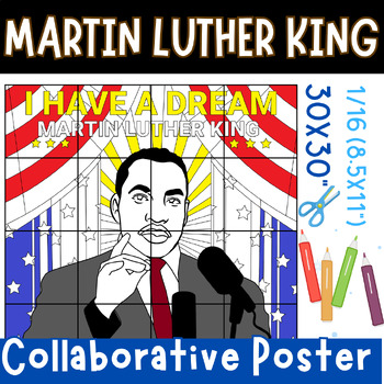 Preview of Black history month collaborative poster, Martin Luther King Jr, art project