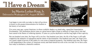 Preview of Martin Luther King, Jr. “I Have a Dream” Speech Comprehension Questions