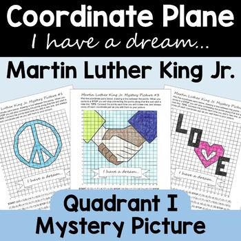 Preview of Martin Luther King Jr. Quadrant I Coordinate Plane Mystery Graphing Pictures