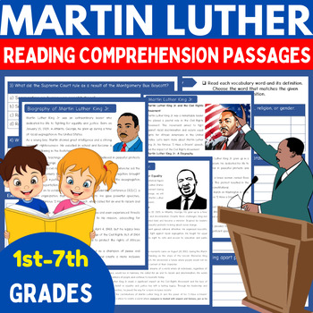 Preview of Martin Luther King Reading Comprehension Passages Black History month Activities