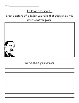 Preview of Martin Luther King Jr. "I have a dream" Writing Worksheet