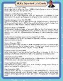 Martin Luther King Jr. Info Sheet of Key Life Events & Dat