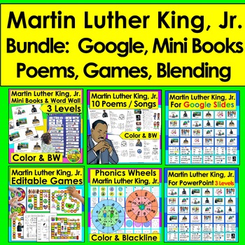 Preview of Martin Luther King, Jr. K/1 BUNDLE Google, Mini Books, Games, Poems, Phonics