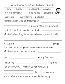 Martin Luther King Jr. Literacy Activities Freebie by Lisa Tyrrell