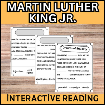 Preview of Martin Luther King Jr MLK Comprehension Text Features Vocabulary | comprehension