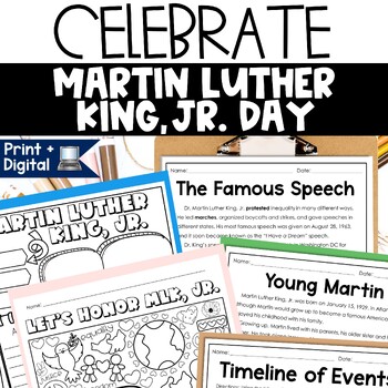 Preview of Martin Luther King Jr Activities 3rd 4th Grade Reading Passage MLK Coloring Page