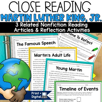 Preview of Martin Luther King Reading Passage Black History Month Close Reading February