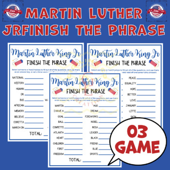 Preview of Martin Luther King Jr MLK Finish the Phrase word game writing activity 11th 12th