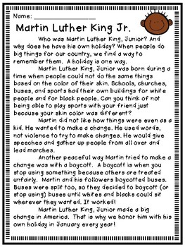 Martin Luther King, Jr. (MLK Jr.) Leveled Close Reading Passages