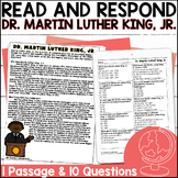 Martin Luther King, Jr. MLK Reading Comprehension Question