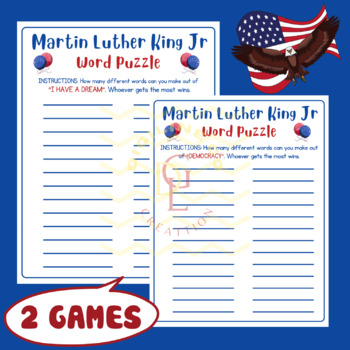 Preview of Martin Luther King Jr MLK Word puzzle Crossword morning work activity middle