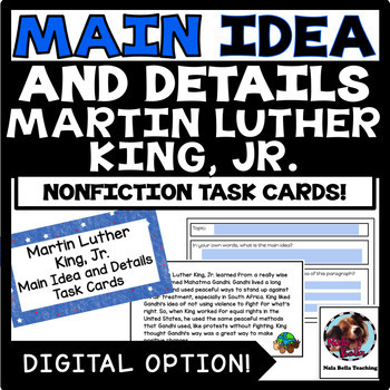 Preview of Martin Luther King, Jr. Main Idea and Details Task Cards Google Slides Ready