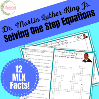 Preview of Martin Luther King Jr. Math Crossword Puzzle // Solving One Step Equations