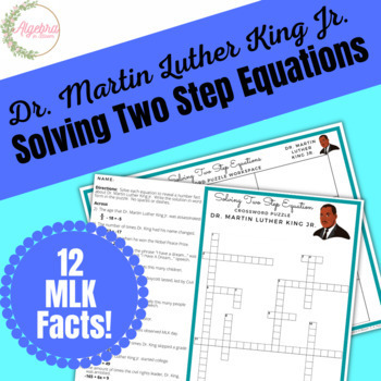 Preview of Martin Luther King Jr. Math Crossword Puzzle // Solving Two Step Equations