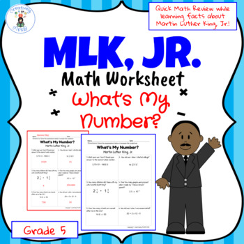 Preview of Martin Luther King Jr 5th Grade Math Worksheet Digital and Print