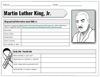 Martin Luther King, Jr. Mini Research Project (Grades 4 - 6) | TPT