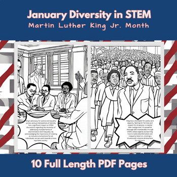 Preview of Martin Luther King Jr Month Diversity in STEM  January Elementary Coloring Pages
