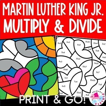 Preview of Martin Luther King Jr Multiplication & Division Color by Number Code Math Pages