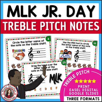 Preview of Martin Luther King Jr. Day Music Activities - Treble Clef Notes Worksheets