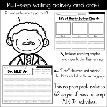 MLK Jr. NO PREP Kindergarten and First Activity Pack (with Research ...