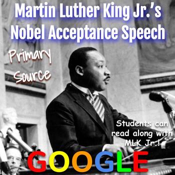 Preview of Informational Text: Martin Luther King, Jr. Nobel Acceptance Speech