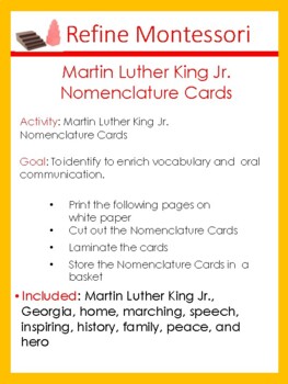 Preview of Martin Luther King, Jr. Nomenclature Cards