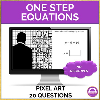 Preview of Black History Month | One Step Equations Pixel Art Activity NO NEGATIVES