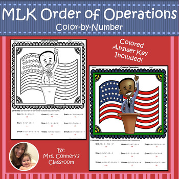 Preview of Black History Month MLK | Order of Operations | Color-by-Number Worksheet