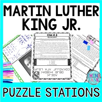 Preview of Martin Luther King Jr. PUZZLE STATIONS : Civil Rights, Black History or MLK Day