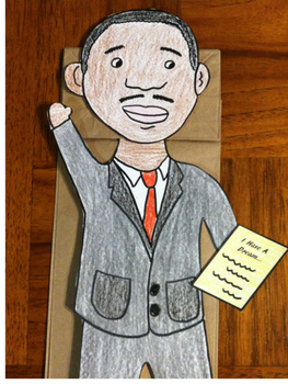 Martin Luther King Jr. Paper Bag Puppet by Puppet Korner N More | TpT