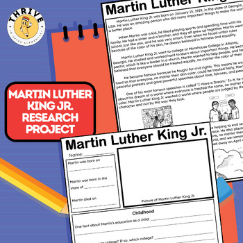 Preview of Martin Luther King Jr - Passage & Biography Research Project - 3rd and 4th Grade