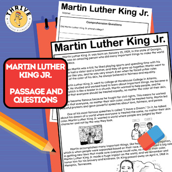 Preview of Martin Luther King Jr - Passage with R.A.C.E Comprehension Questions