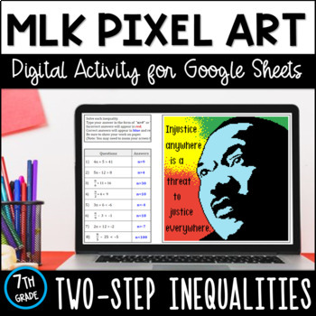 Preview of Martin Luther King Jr. Pixel Art- Two-Step Inequalities