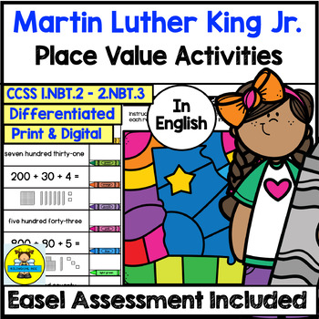Preview of Martin Luther King Jr. Place Value Math Activities and Digital Assessment