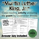 Martin Luther King, Jr. Poetry Worksheet - Close Reading w