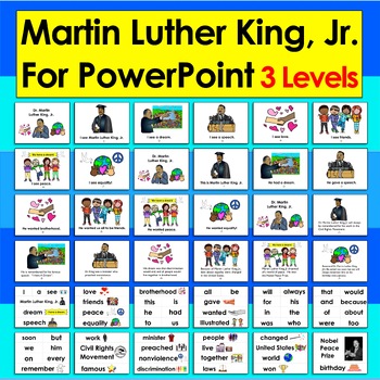 Preview of Martin Luther King, Jr. PowerPoint 3 Reading Levels + Illustrated Vocabulary