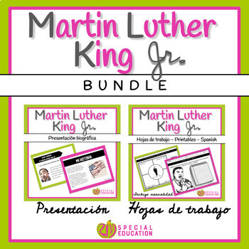 Preview of Martin Luther King Jr. - Presentation and Activities - Craft - Spanish - BUNDLE