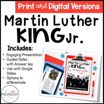 Preview of Martin Luther King Jr. Presentation with Digital and Printable Guided Notes