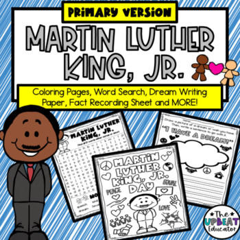 Preview of Martin Luther King, Jr Primary Resource-MLK coloring pages, word search & MORE!