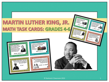 Preview of Martin Luther King Jr. Problem Solving: Math Task Cards Grades 4 - 6