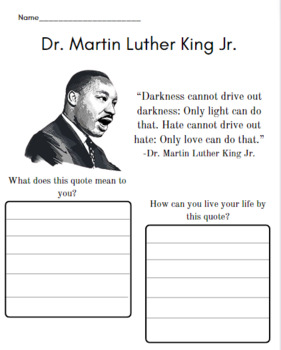 Dr. Martin Luther King Jr. Quote Worksheets | 5 Quotes | 2 Templates