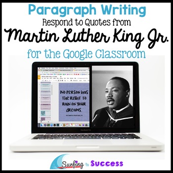 Preview of Martin Luther King Jr Quotes Paragraph Bell Ringer for the Google Classroom
