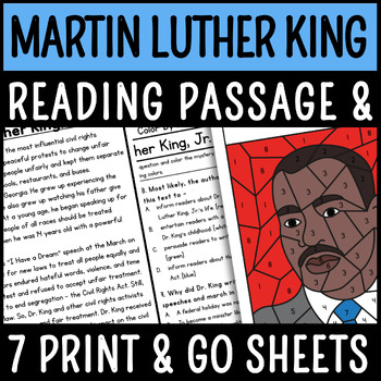 Preview of Martin Luther King, Jr. Reading Activities Comprehension Worksheets