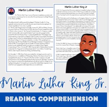 Preview of Martin Luther King Jr. Reading Comprehension Biography